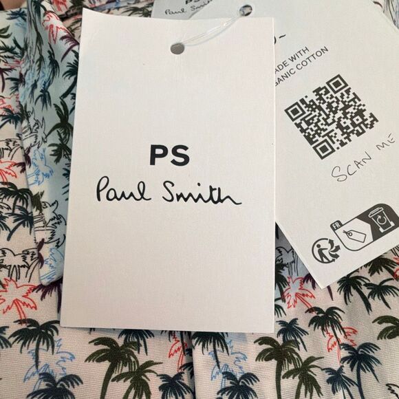 Paul Smith Short Sleeve Palm Print Casual Fit Button Down Shirt M - Picture 5 of 15